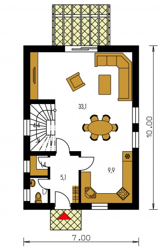 Mirror image | Floor plan of ground floor - KOMPAKT 35